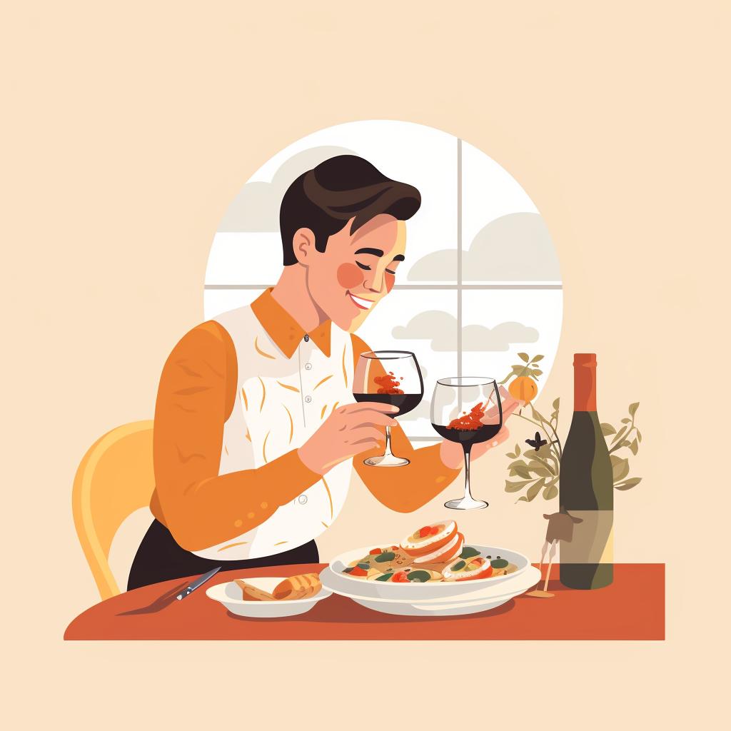 A person tasting the dish and adding more sherry
